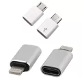 USB adapters including Lightning and USB-C connectors for phone compatibility